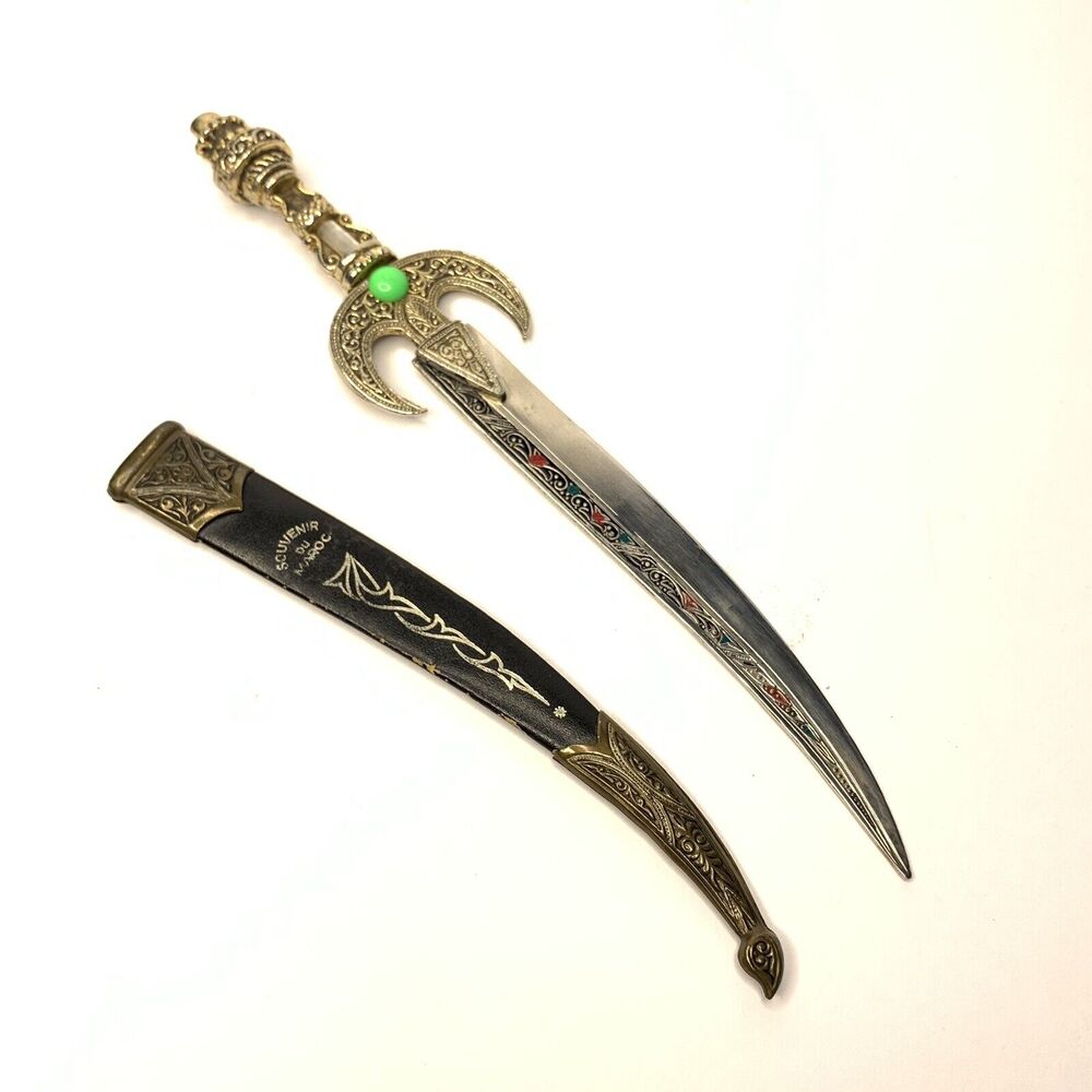 Vintage Souvenir Du Marco Dagger Letter Opener With Sheath - Morocco